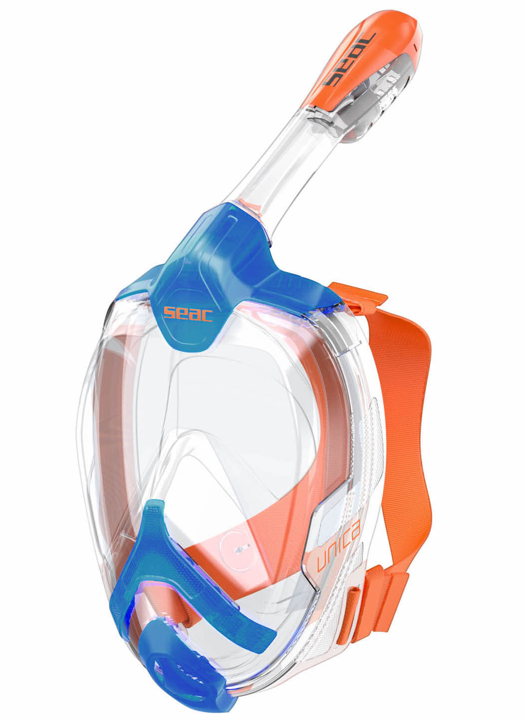 Modro-oranžová šnorchlovací celoobičejová maska Seac Unica